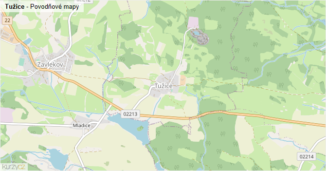 Tužice - záplavové mapy stoleté vody