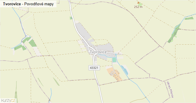 Tvorovice - záplavové mapy stoleté vody