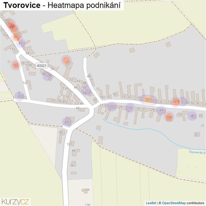Mapa Tvorovice - Firmy v části obce.