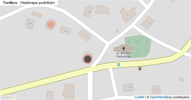 Tvrdkov - mapa podnikání