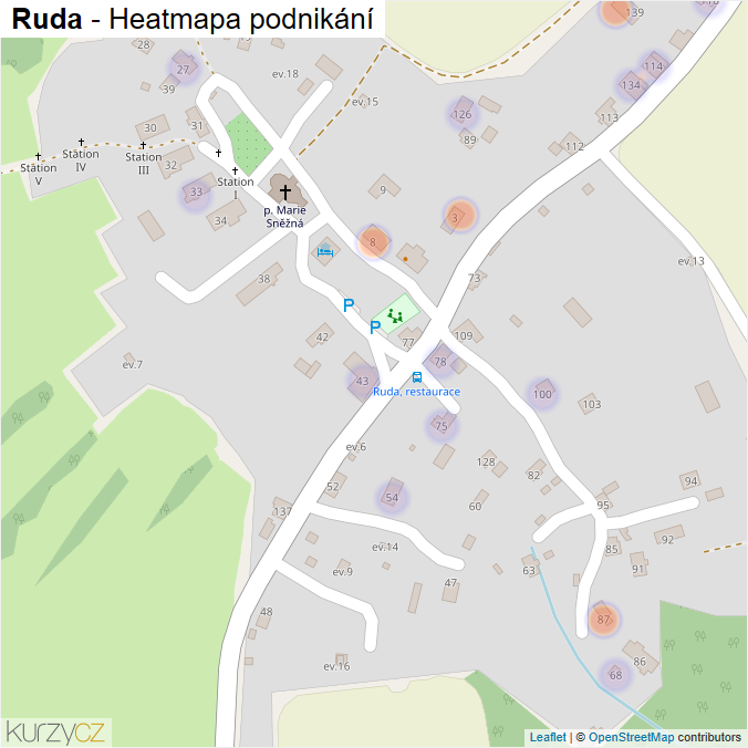 Mapa Ruda - Firmy v části obce.