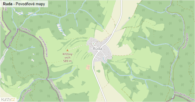 Ruda - záplavové mapy stoleté vody
