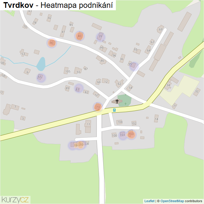 Mapa Tvrdkov - Firmy v části obce.