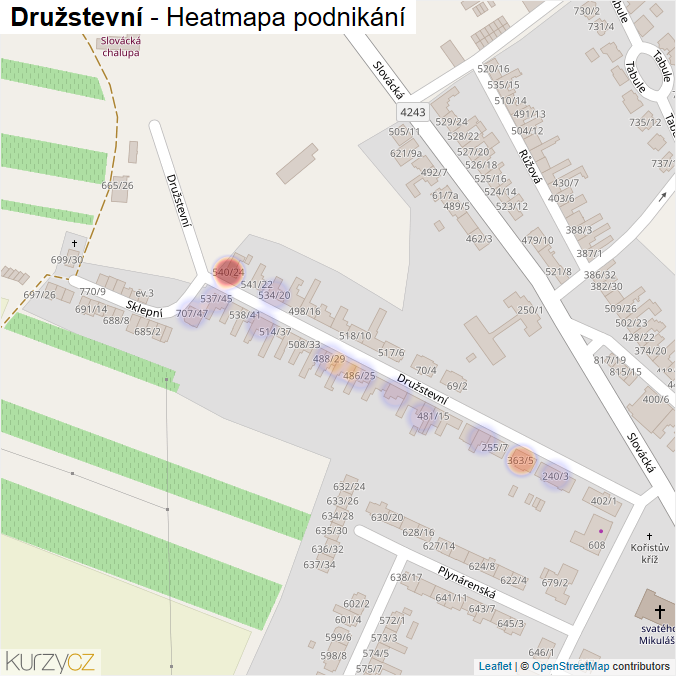 Mapa Družstevní - Firmy v ulici.