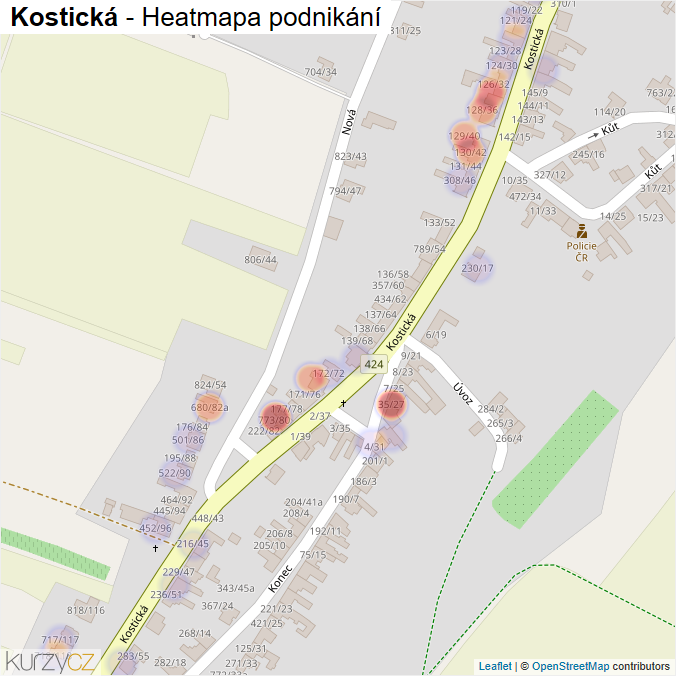 Mapa Kostická - Firmy v ulici.
