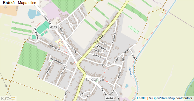 Krátká - mapa ulice