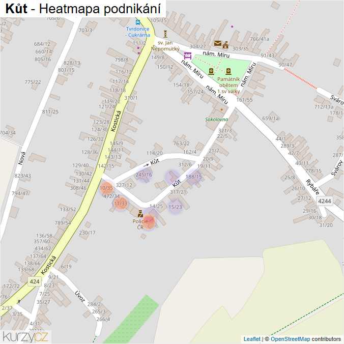 Mapa Kůt - Firmy v ulici.