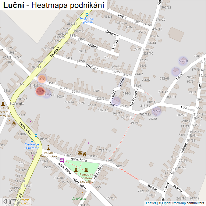 Mapa Luční - Firmy v ulici.