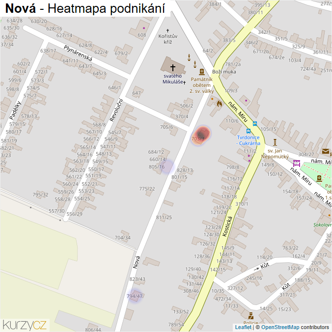 Mapa Nová - Firmy v ulici.