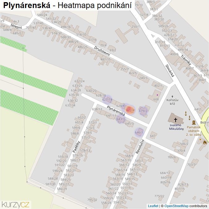 Mapa Plynárenská - Firmy v ulici.