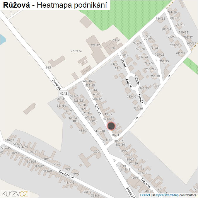 Mapa Růžová - Firmy v ulici.