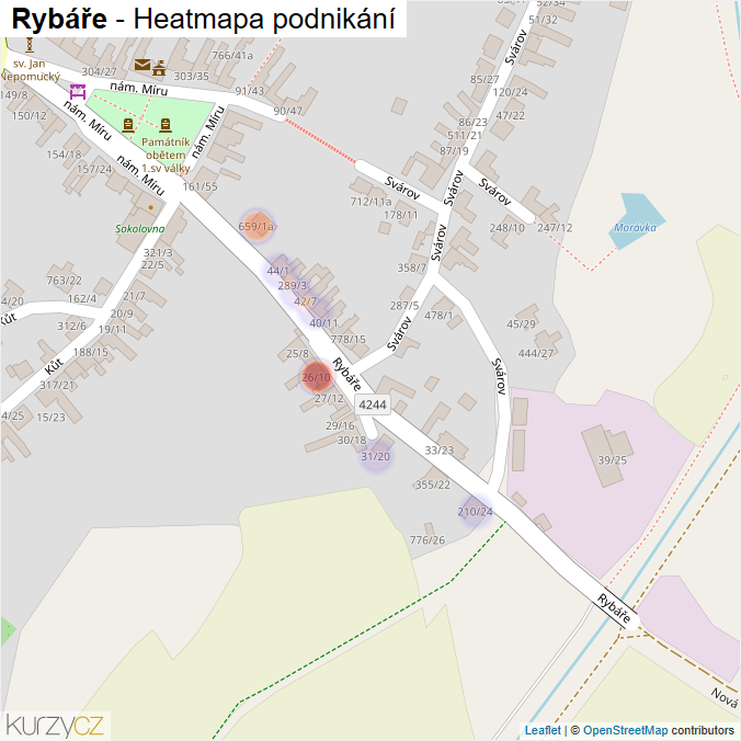 Mapa Rybáře - Firmy v ulici.