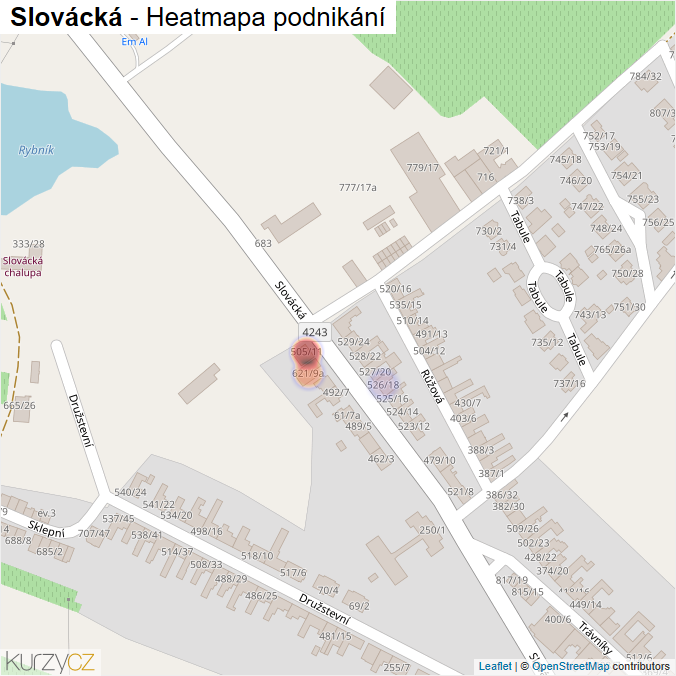 Mapa Slovácká - Firmy v ulici.