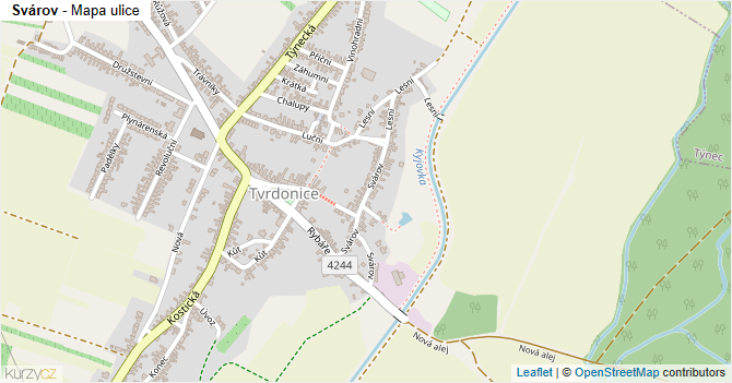 Svárov - mapa ulice
