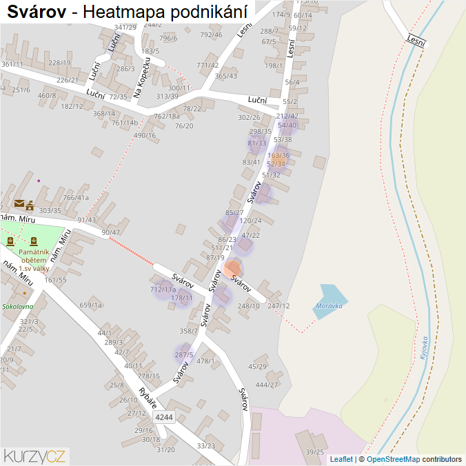Mapa Svárov - Firmy v ulici.