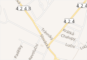 Trávníky v obci Tvrdonice - mapa ulice