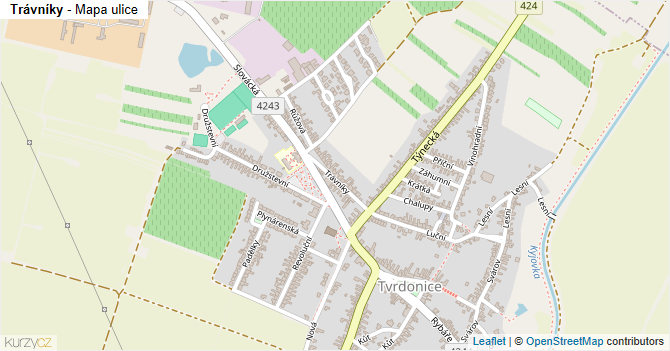 Trávníky - mapa ulice