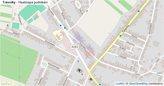 Trávníky - mapa podnikání