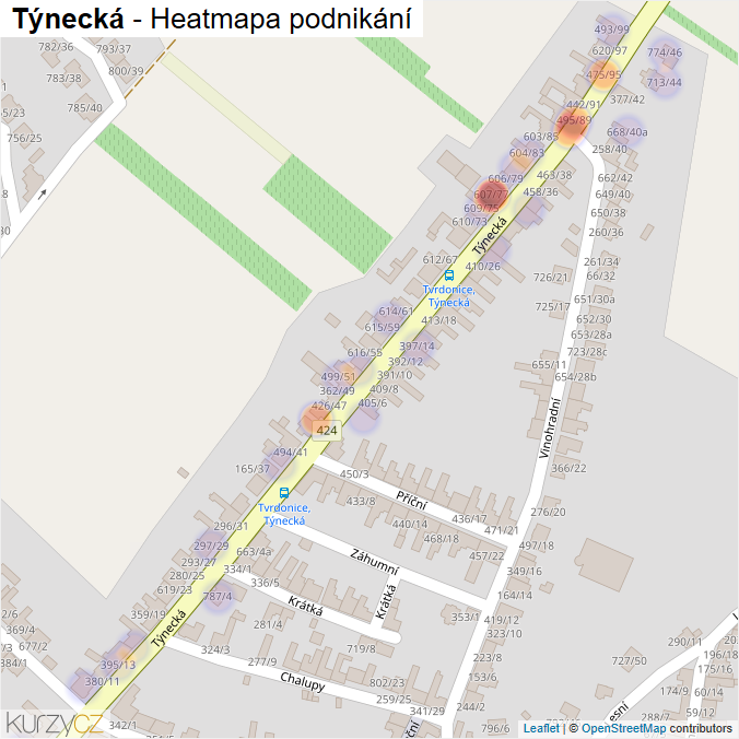 Mapa Týnecká - Firmy v ulici.