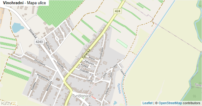 Vinohradní - mapa ulice