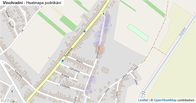 Vinohradní - mapa podnikání