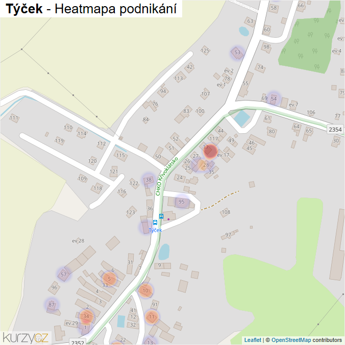 Mapa Týček - Firmy v části obce.