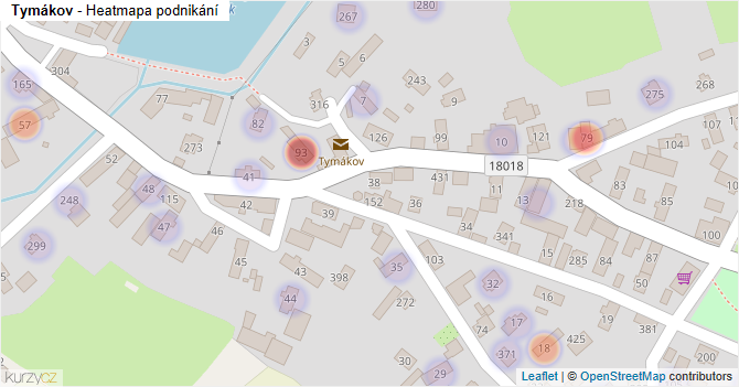 Tymákov - mapa podnikání