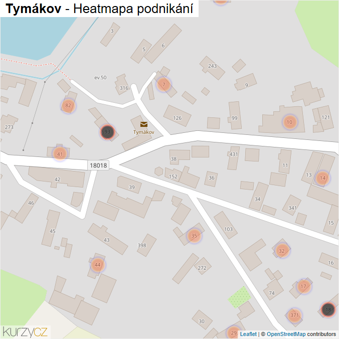 Mapa Tymákov - Firmy v obci.