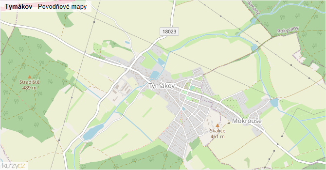Tymákov - záplavové mapy stoleté vody