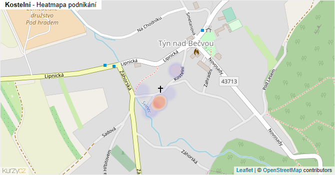 Kostelní - mapa podnikání