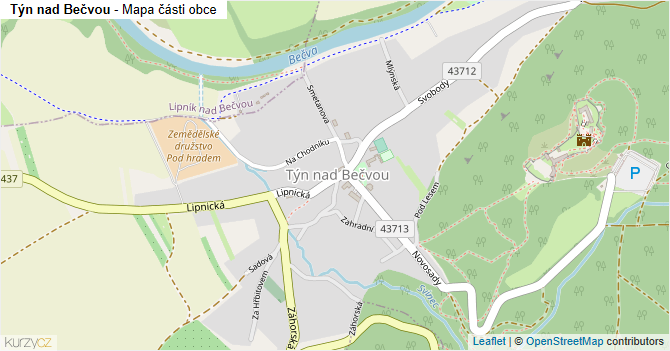 Týn nad Bečvou - mapa části obce