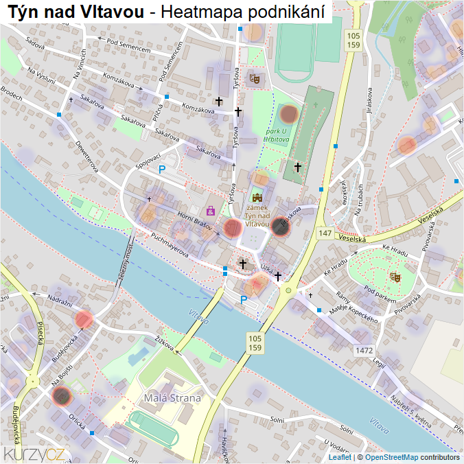 Mapa Týn nad Vltavou - Firmy v obci.