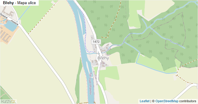 Břehy - mapa ulice
