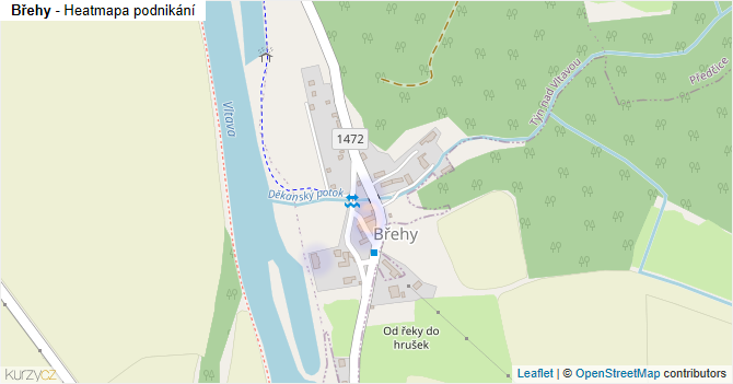 Břehy - mapa podnikání