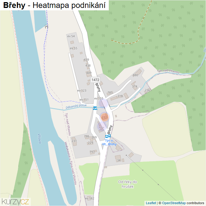 Mapa Břehy - Firmy v ulici.
