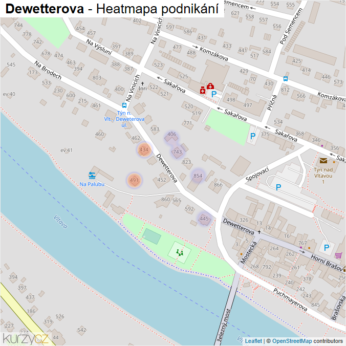 Mapa Dewetterova - Firmy v ulici.
