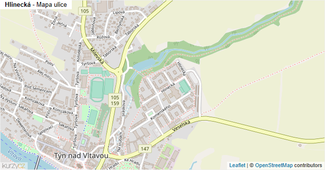 Hlinecká - mapa ulice
