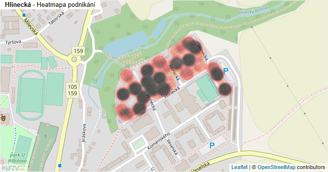 Hlinecká - mapa podnikání