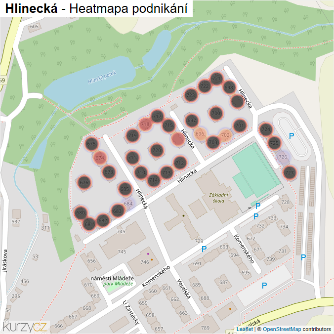 Mapa Hlinecká - Firmy v ulici.