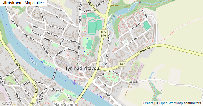 Jiráskova - mapa ulice