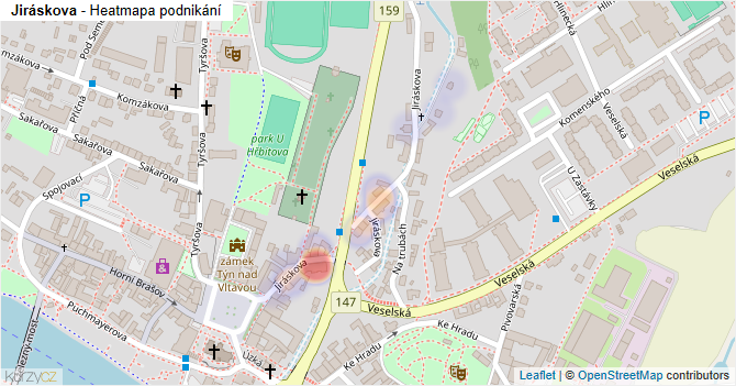 Jiráskova - mapa podnikání