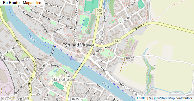 Ke Hradu - mapa ulice