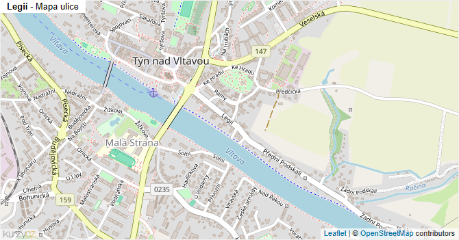 Legií - mapa ulice