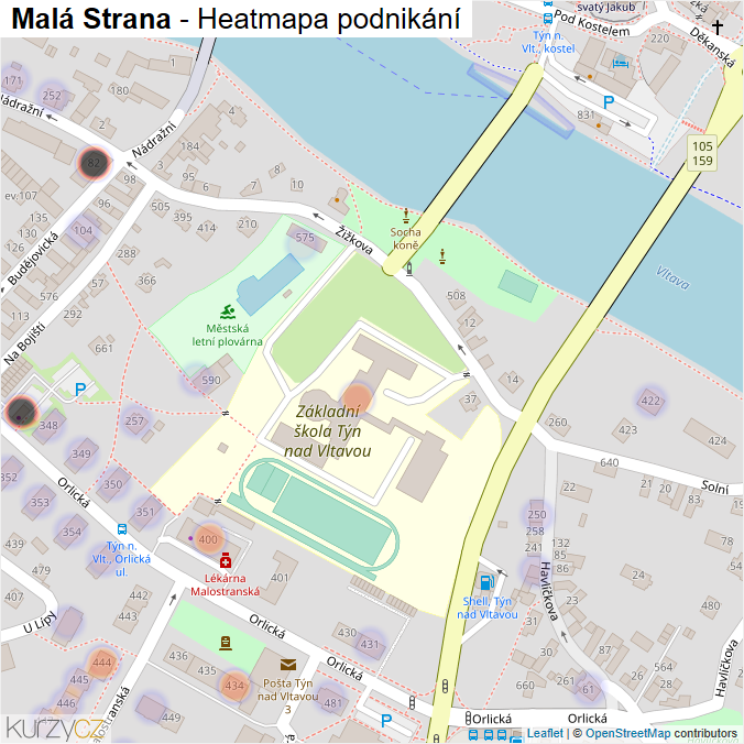 Mapa Malá Strana - Firmy v části obce.