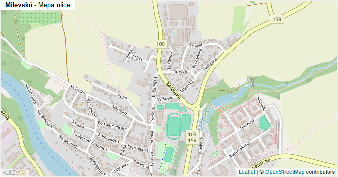 Milevská - mapa ulice