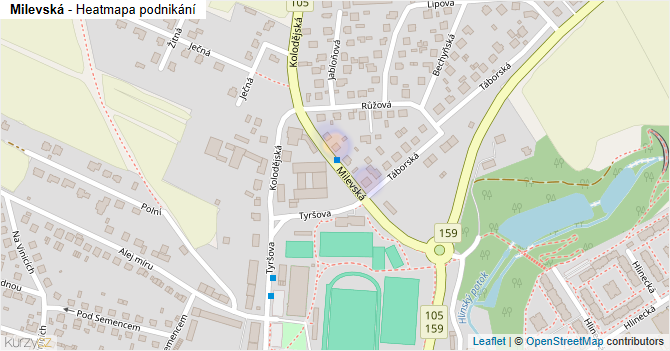 Milevská - mapa podnikání