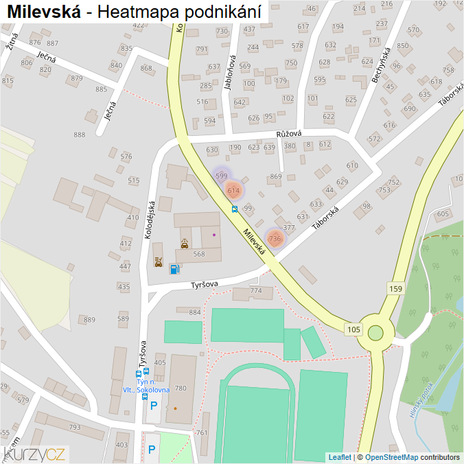 Mapa Milevská - Firmy v ulici.