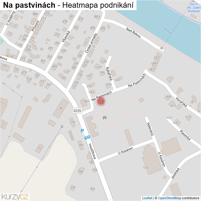 Mapa Na pastvinách - Firmy v ulici.