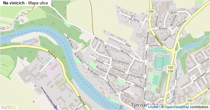 Na vinicích - mapa ulice
