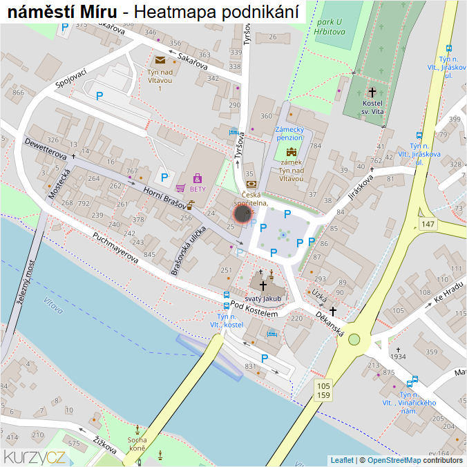 Mapa náměstí Míru - Firmy v ulici.